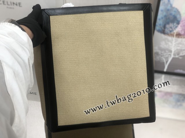 Celine專櫃2023新款手提托特包 賽琳大號印花織物和牛皮革方形手袋 sldj2224